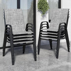 Patio Chairs Set of 8, Stackable Outdoor Dining Chairs for All Weather Textilene Fabric & Metal Frame, Outdoor Chairs Set for Backyard Deck Garden (Grey, Set of 8) by Vimstora
