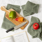 DII Basic Terry Collection Waffle Dishtowel Set, Solid Artichoke, 4 Piece - Image 6