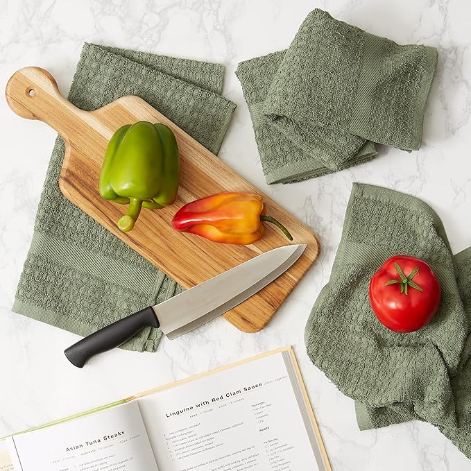 DII Basic Terry Collection Waffle Dishtowel Set, Solid Artichoke, 4 Piece - Image 6