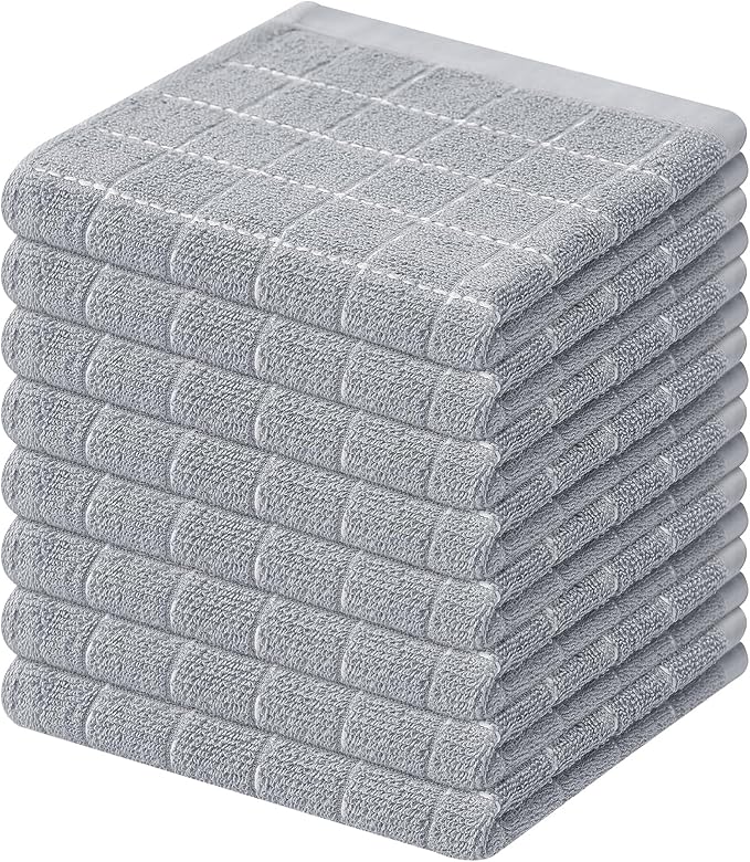 Mordimy 100% Cotton Terry Cloth Dish Cloths, Soft and Absorbent Checkered Dish by Mordimy