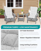 SERWALL HDPE Outdoor Rocking Chair Cushion Set of 2, Memory Foam Cushion Gray - Image 5