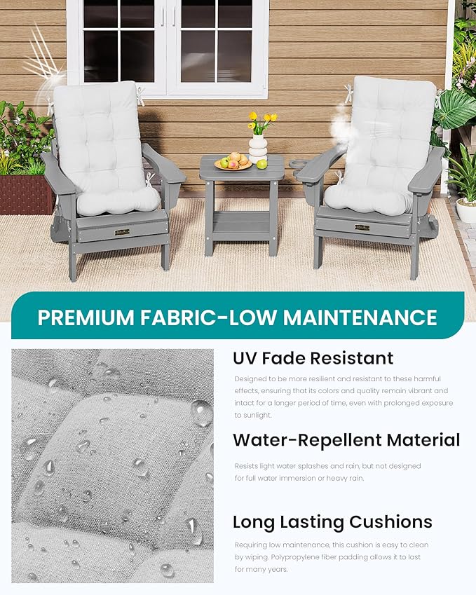 SERWALL HDPE Outdoor Rocking Cushion Set of 2, Memory Foam Cushion Flowers Pattern - Image 6