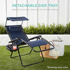 Best Choice Products Folding Zero Gravity Outdoor Recliner Patio Lounge Chair w/Adjustable Canopy Shade, Headrest, Side Accessory Tray, Textilene Mesh - Dusty Blue - Image 6