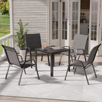 Patio Chairs Set of 4, Stackable Outdoor Dining Chairs for All Weather, Metal Modern Outside Furniture Chair for Pool Side, Garden, Backyard Deck, Dark Grey - Image 2