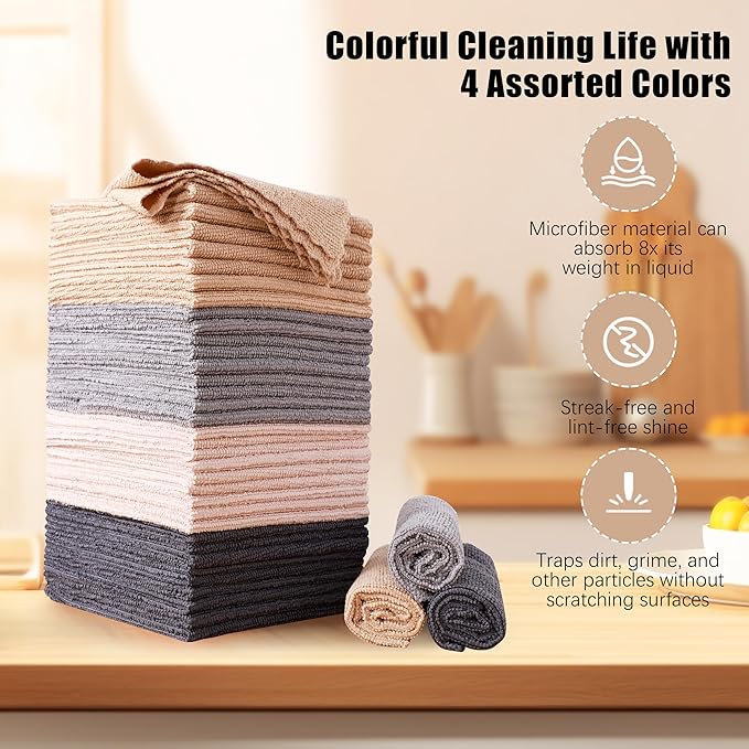 MOONQUEEN 72 Pack Microfiber Cleaning Cloth - Image 4