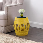 JONATHAN Y TBL1022E Lucky Coins 16" Chinese Ceramic Drum Indoor/Outdoor Garden Stool Bohemian, Coastal, Cottage, French Country, Traditional, for Living Room, Garden Room, Patio, Matte Yellow - Image 6
