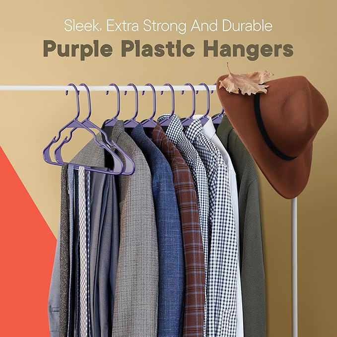 Purple Plastic Hangers 30 Pack– Heavy-Duty Plastic Hangers Slim and Space-Saving - Image 8