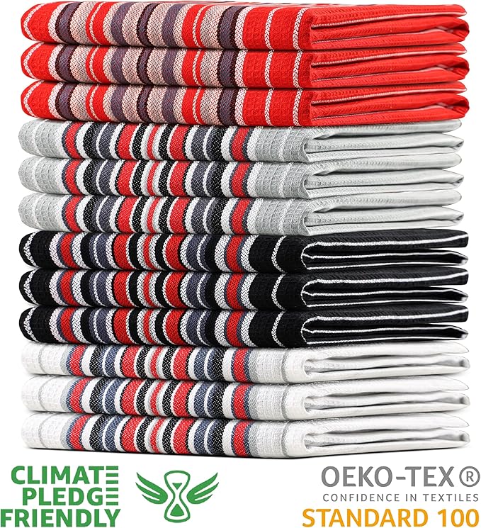 Urban Villa Kitchen Towels Extra Large Premium Salsa Stripes Dish Towels - Image 3
