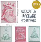 sea me at home Christmas Tea Towel Set of 4-100% Cotton Jacquard Kitchen Towels - Image 2