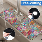 Faucet Draining Mat For Kitchen Sink Mexican Tiles Diatom Mud Absorbent Drain - Image 7