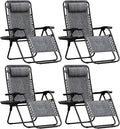 Homall Zero Gravity Chair Patio Folding Lawn Outdoor Lounge Reclining Chair with Cup Holder Pillows for Poolside Backyard and Beach Set of 4 Double Grey by Homall