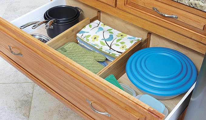 Lipper International 8897 Bamboo Wood Custom Fit Adjustable Deep Kitchen Drawer - Image 4