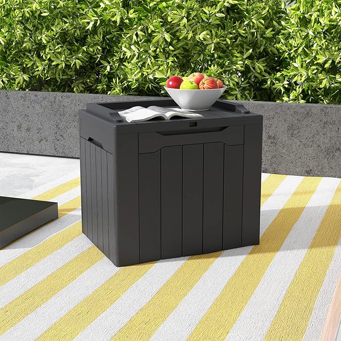 Patiowell 30 Gallon Resin Deck Box, Outdoor Storage Box for Patio Furniture, Deliveries, Pool Supplies,Waterproof and Lockable, Black - Image 2