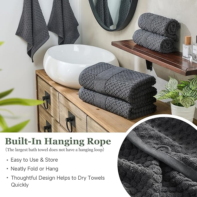 Simple&Opulence 6 Piece Luxury Towel Set, 100% Cotton Bathroom Towels - Image 3