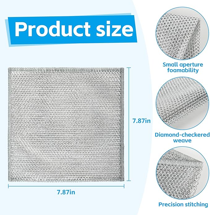 6Pack Multipurpose Wire Dishwashing Rags, Upgrade Non Scratch Wire Dishcloth - Image 2