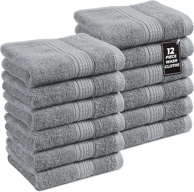 LANE LINEN Wash Cloths Pack of 12-100% Cotton Washcloths by LaneLinen