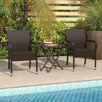 Yaheetech Set of 2 Stackable Outdoor Rattan Dining Chairs, All-Weather Armchair w/Armrests, Steel Frame for Garden, Patio, Deck, Yard, Poolside, Brown - Image 5