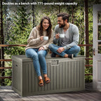 YITAHOME XXL 230 Gallon Large Deck Box,Outdoor Storage for Patio Furniture Cushions,Garden Tools with Flexible Divider,Waterproof,Lockable (Light Brown) - Image 3