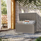 TARKARI 320 Gallon Lockable Resin Deck Box, Waterproof & UV-Resistant Outdoor Storage Box for Outdoor Cushion Storage, Garden Tools & Pool Accessories Storage, Gray - Image 4