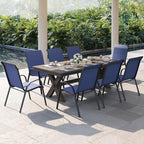 Patio Dining Chairs Set of 8, Outdoor High Stacking Chairs，Breathable Seat Fabric and Alloy Steel Frame for Backyard, Porch, Garden, Sunroom (Blue) - Image 2