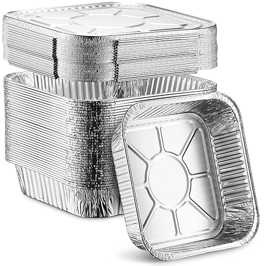 MontoPack 8” Disposable Aluminum Foil Square Baking Pans | 8 x 8 Cake Pan Tin by MontoPack