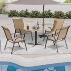 Patio Chairs Set of 4, Outdoor Dining Chairs Stackable for All Weather, Breathable Metal Modern Outside Furniture Chair for Pool Side, Garden, Backyard Deck, Brown - Image 4