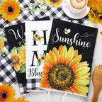 Bencailor 4 Pcs Sunflower Kitchen Towels Summer Black and White Tea Towels - Image 7