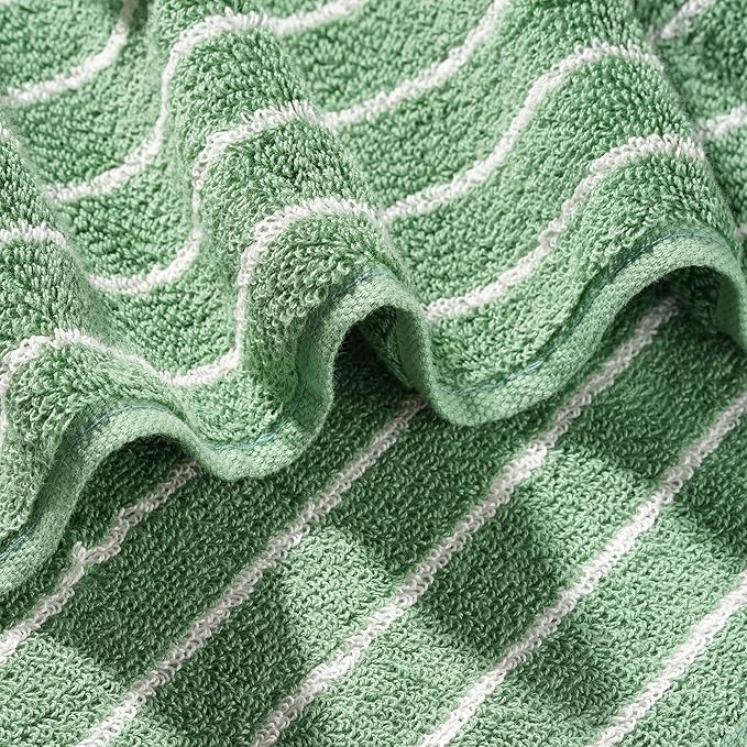 Hand Towels for Bathroom, 100% Cotton Striped Pattern Soft Absorbent Towel Set - Image 9