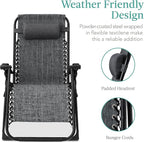 Best Choice Products Oversized Zero Gravity Chair, Folding Outdoor Patio Recliner, XL Anti Gravity Lounger w/Removable Cushion, Cup Holder, Side Tray, 350lb Capacity - Fossil Gray - Image 5