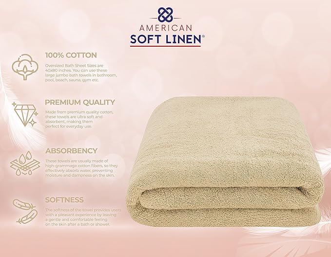 American Soft Linen 100% Cotton 600 GSM Turkish 40x80 Oversized Bath Towel Sheet - Image 4
