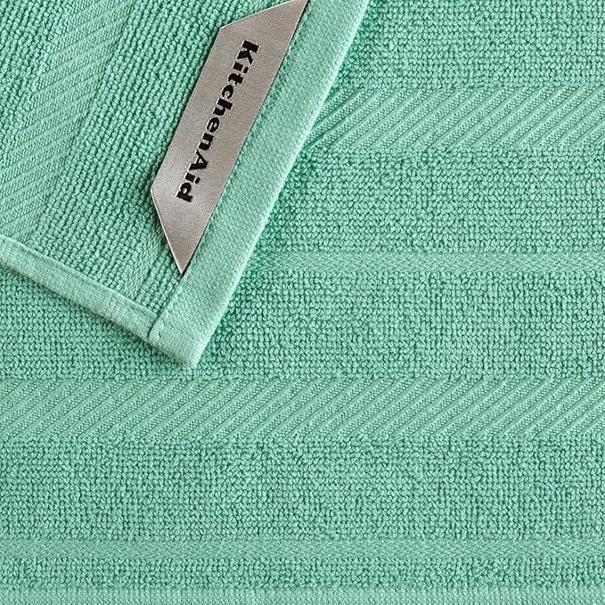 KitchenAid Albany Dishcloth 8 Pack Set, Aqua Sky/White - Image 3