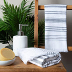 Sticky Toffee Hand Towels for Bathroom Set of 2 – 28x16 in White and Gray - Image 2