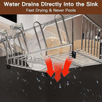 Over the Sink Expandable Dish Drainer Drying Rack In Stainless Steel - Image 5