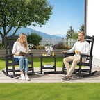SERWALL HDPE Outdoor Rocking Chair Set of 2, Patio Rocking Chairs, All-Weather Porch Rockers for Adults, Black - Image 2