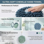 Soft Absorbent Chenille Ball Towel Sets, Quick Dry Hand, Towels - Image 3