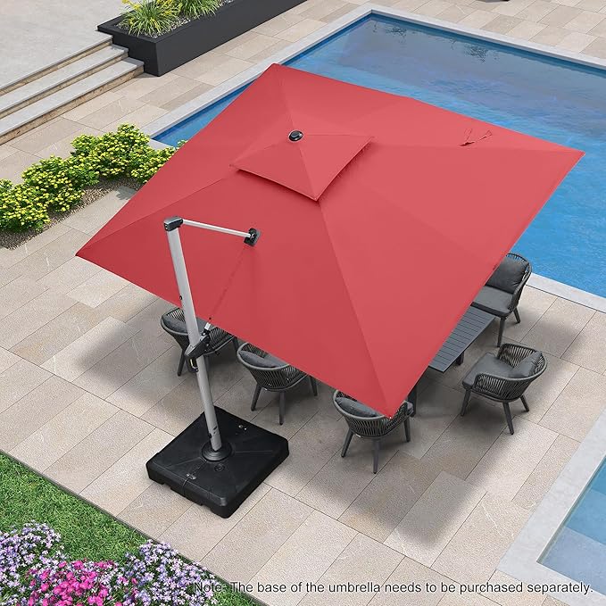 PURPLE LEAF 10' X 12' Patio Umbrella Outdoor Rectangle Umbrella Large Cantilever Umbrella Windproof Offset Heavy Duty Sun for Garden Deck Pool Patio, Terra - Image 2