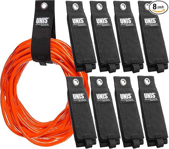8 Pack Heavy Duty Large 13-inch Extension Cord Storage Extendable Cable Ties by UNIS