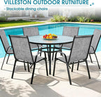 Outdoor Stackable Chairs Set of 6, Stacking Patio Chairs with Textilene Fabric, Outside Furniture for Garden Backyard Balconie Poolside Deck, Grey - Image 7