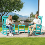 SERWALL HDPE Outdoor Rocking Chair Set of 2, Patio Rocking Chairs, All-Weather Porch Rockers for Adults, Aruba Blue - Image 2