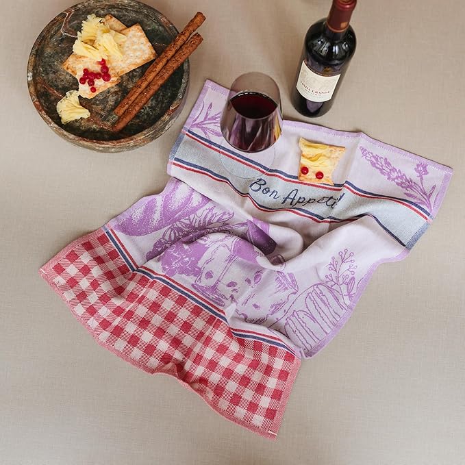 sea me at home 100% Cotton French Jacquard Kitchen Tea Towel Set of 4 - Image 6
