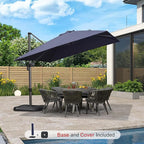 PURPLE LEAF 10'×10' Patio Umbrella with Base and Cover Outdoor Umbrella Large Cantilever Umbrella Windproof Offset Heavy Duty Sun for Garden Deck Pool Patio Navy Blue - Image 2