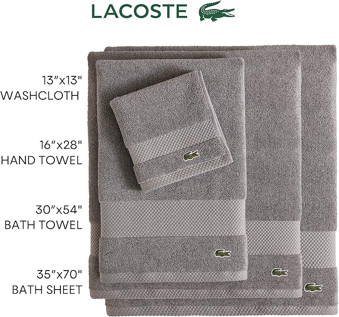 Lacoste Heritage 100% Supima Cotton Bath Sheet, Croc Green, Premium Super Soft - Image 5