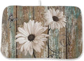 Rustic Daisy Dish Drying Mats 18x24 Inch Vintage Sunflowers on Wooden Board by GOLIANDA