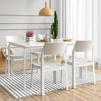 VECELO 4 Pack Stackable Dining Chairs, Plastic Patio Chairs for Indoor Outdoor Use in Kitchen, Poolside, No Assembly, Matte White - Image 3