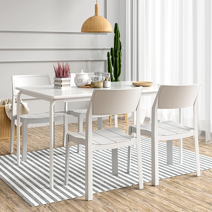 VECELO 4 Pack Stackable Dining Chairs, Plastic Patio Chairs for Indoor Outdoor Use in Kitchen, Poolside, No Assembly, Matte White - Image 3