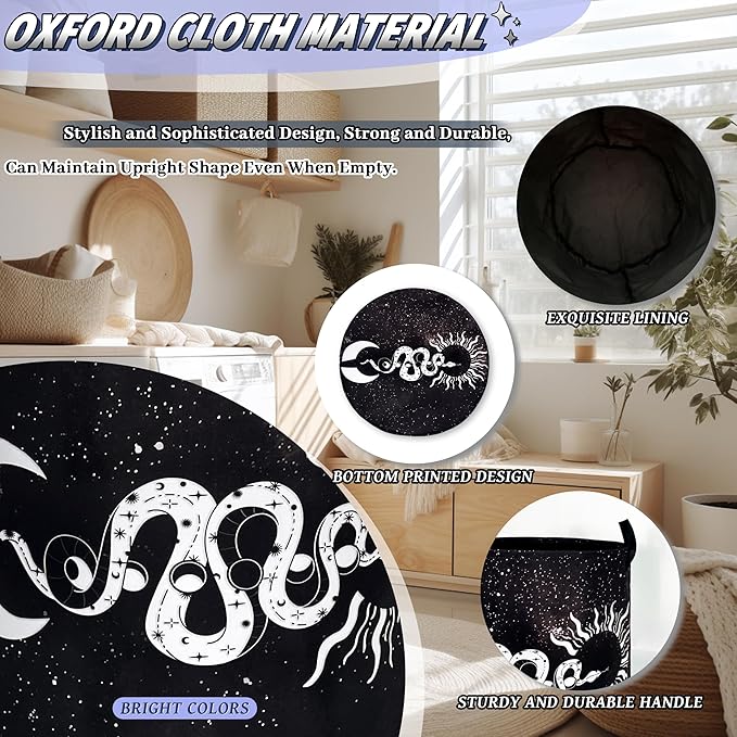 Funny Snakes Laundry Basket Oxford Cloth Sun Starry Sky Moon Laundry Hamper - Image 6