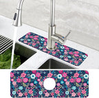 Modern Blue and Pink Floral Sink Faucet Absorbing Mat Sink Splash Guard Faucet - Image 4