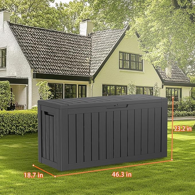 DRATO 80 Gallon Deck Box, Outdoor Storage Box for Patio Furniture, Patio Cushions, Gardening Tools, Pool Supplies 480lbs Weight Capacity,Waterproof Resin Storage Boxes（Black，80 Gallon） - Image 6