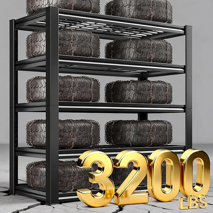 REIBII Garage Shelving 3200LBS, 5-Tier Storage Shelves, Adjustable Industrial Metal Shelving Unit for Garage, Basement, Pantry, Warehouse,Commercial, 36" W x 16" D x 72" H, 3 Pack - Image 4