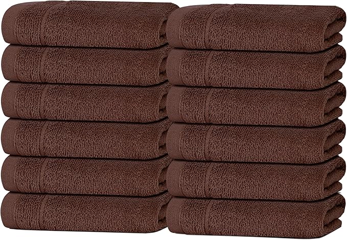 Tens Towels Pack of 12 Washcloths, 12 x 12 Inches, Lighter Weight, Quick to Dry by TensTowels